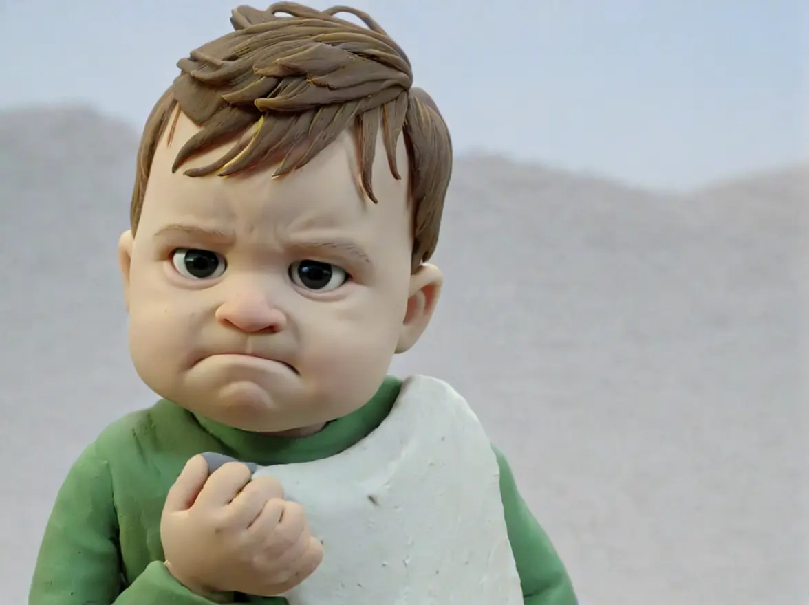 Clay portrait of a boy with handcrafted textures