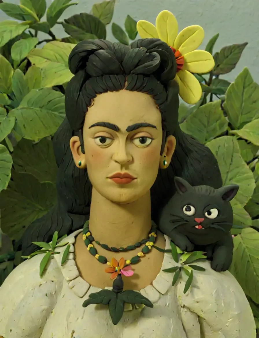 Clay portrait inspired by an artist