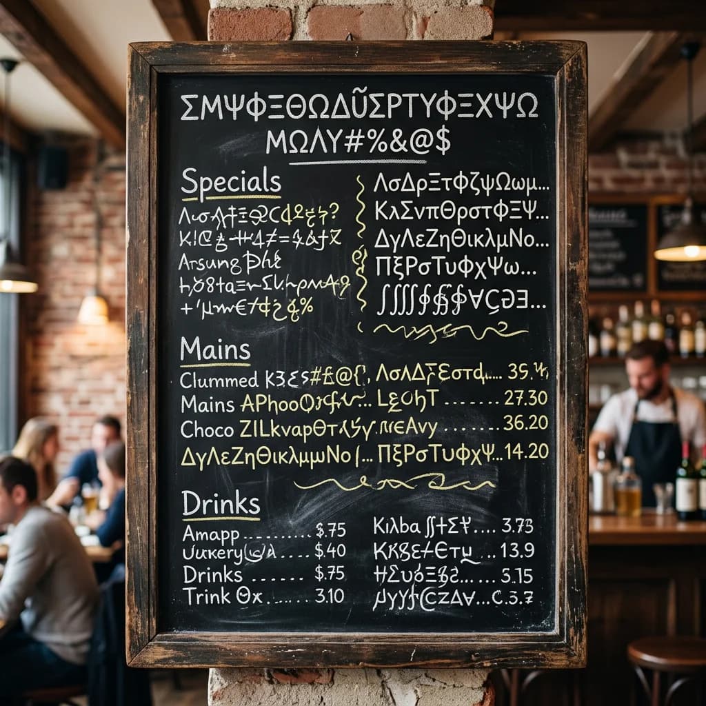 Before — Restaurant menu board with perfectly rendered calligraphy in English and Japanese