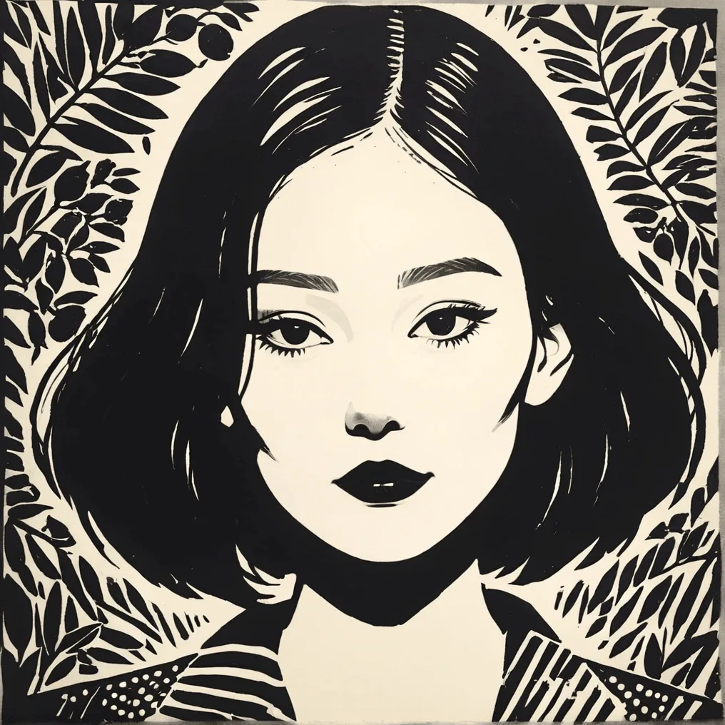 Black and White Blockprint - Classic blockprint style with bold monochrome character art
